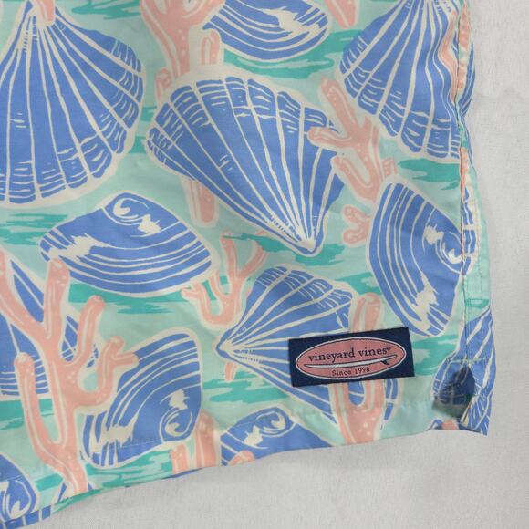 Vineyard Vines Swim Trunks Mens Large Seashell Coral Pockets Drawstring Unlined - Picture 3 of 10
